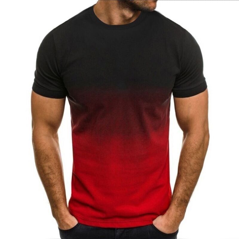 3D Digital Print Gradient T-Shirt with Logo