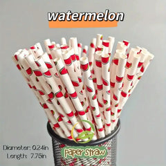 Planet-Friendly Fruit Pattern Straws (25/100 Packs)