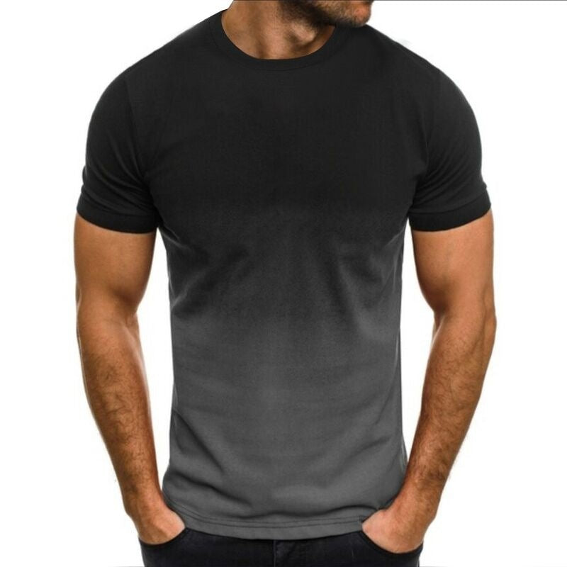 3D Digital Print Gradient T-Shirt with Logo