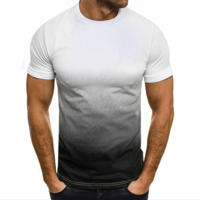 3D Digital Print Gradient T-Shirt with Logo