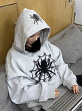 Women's Retro Spider Letter Hooded Sweater