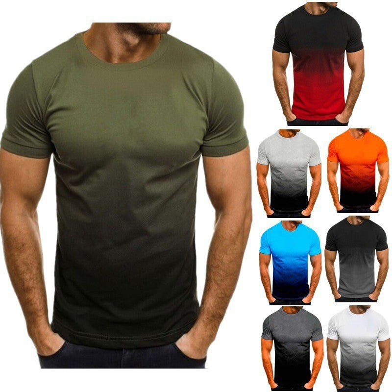 3D Digital Print Gradient T-Shirt with Logo