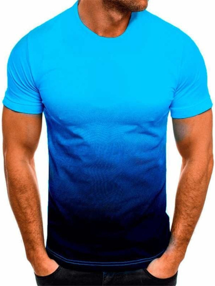3D Digital Print Gradient T-Shirt with Logo