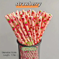 Planet-Friendly Fruit Pattern Straws (25/100 Packs)