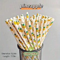 Planet-Friendly Fruit Pattern Straws (25/100 Packs)