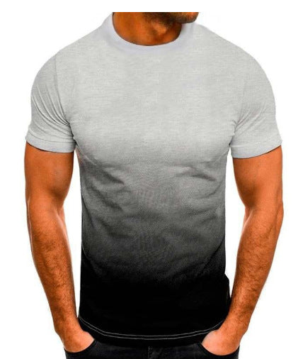 3D Digital Print Gradient T-Shirt with Logo