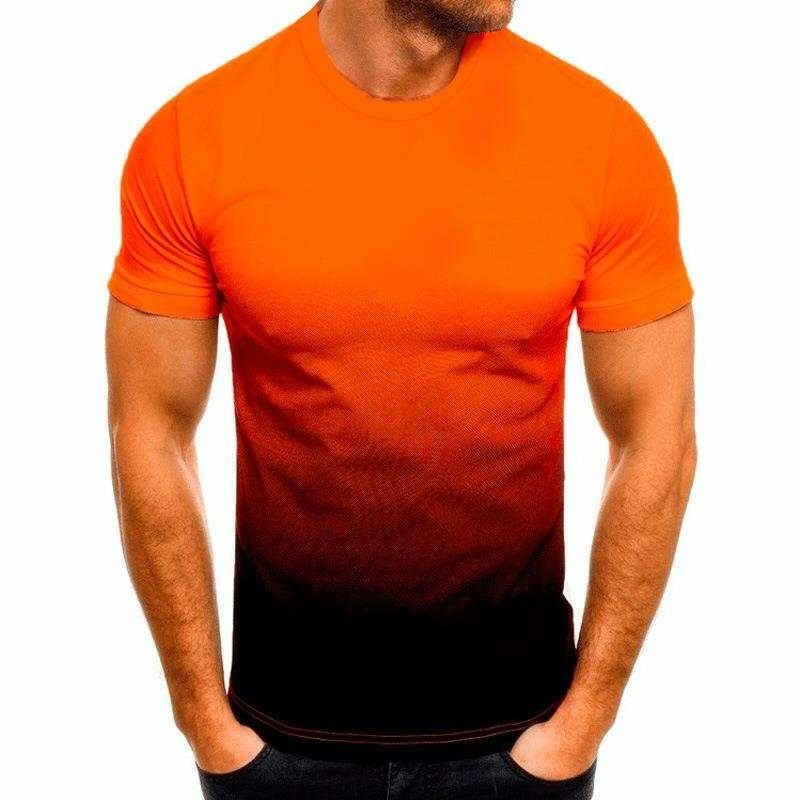 3D Digital Print Gradient T-Shirt with Logo