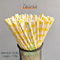 Planet-Friendly Fruit Pattern Straws (25/100 Packs)