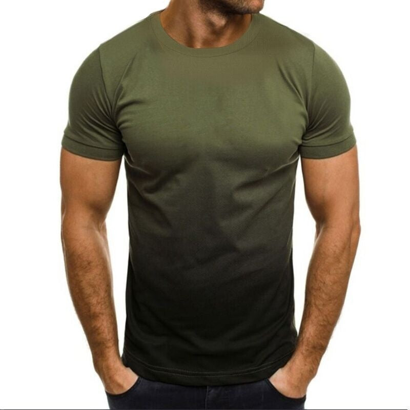3D Digital Print Gradient T-Shirt with Logo