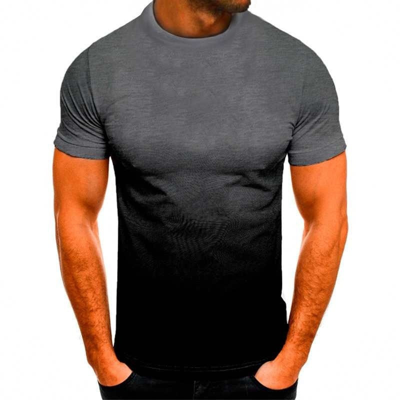 3D Digital Print Gradient T-Shirt with Logo