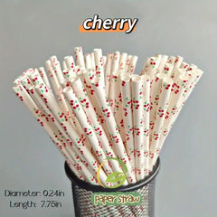 Planet-Friendly Fruit Pattern Straws (25/100 Packs)