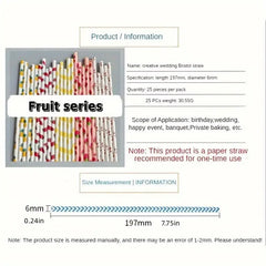 Planet-Friendly Fruit Pattern Straws (25/100 Packs)